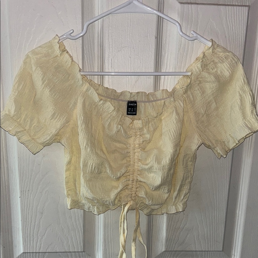 Yellow Ruched Crop Top